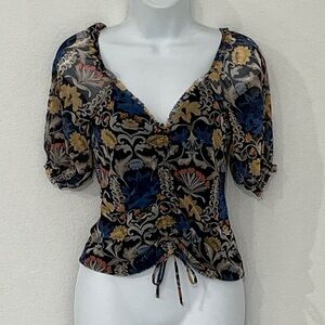 INC Floral Print Sheer Crop Top Size XS